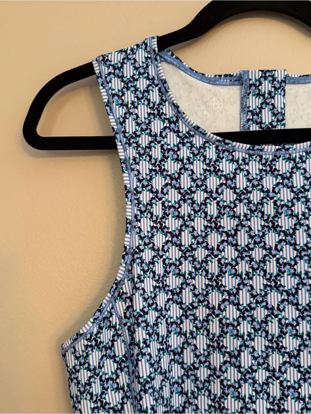 Addison Bay Floral Trellis Sleeveless Athletic Dress Blue White XL NWT - Picture 5 of 9